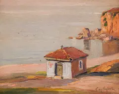Georgi Hr. Rubev, Lake Ohrid, маслени бои върху картон