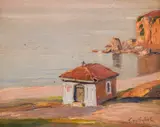 Georgi Hr. Rubev, Lake Ohrid, маслени бои върху картон