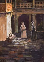 Tsanko Lavrenov, By the monastery fountain, until 1928, акварел и гваш върху картон