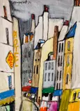 Lyuben Zidarov, Street in Paris, 1991, акварел и темпера върху хартия
