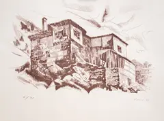 Nikola Manev, The old town, 1993, литография