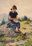 Pavel Frantsaliyski, In the mountain, 1950's, акварел въхру хартия