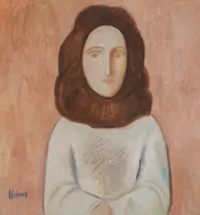 Lyubomir Savinov, Woman portrait, акварел и молив върху хартия