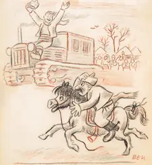 Stoyan Venev, Todorovdenska kushya, 1950's, молив и пастел върху хартия