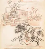 Stoyan Venev, Todorovdenska kushya, 1950's, молив и пастел върху хартия