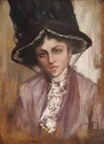 Elisaveta Konsulova-Vazova, Portrait of fashion designer Vasilka Hadzhipeneva, 1910, маслени бои върху шперплат