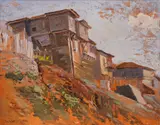 Georgi Hr. Rubev, Sozopol houses, маслени бои върху картон