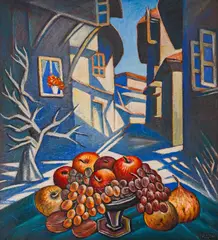 Stoyan Domuschiev, Autumn in Veliko Tarnovo, 1980's, маслени бои върху платно