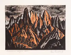Veselin Staikov, Melnik landscape, 1968, дърворез