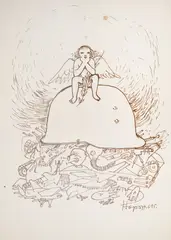Peace by Dimitar Kazakov-Neron, 1969, туш върху хартия, sold Dec 2025
