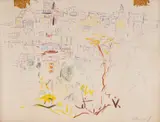 Stoyan Vasilev, Landscape from Tarnovo, молив и туш върху хартия