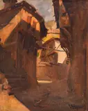 Georgi Bogdanov, Street with old houses, маслени бои върху платно