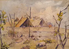 Stefan Sharich, Military tents, around 1915, акварел върху хартия