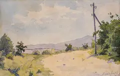 Stefan Sharich, The road to the village, 1915, акварел върху хартия