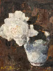 Trandafir alb by Octav Băncilă, 1925-1930, ulei pe pânză, sold Dec 2025