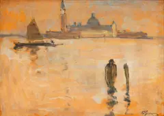 Eustațiu Stoenescu, Apus la Veneția (Insula San Giorgio Maggiore), 1938, ulei pe carton