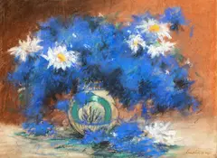 Ștefan Luchian, Ulcior cu albăstrele și margarete, 1910-1915, pastel și cărbune pe carton