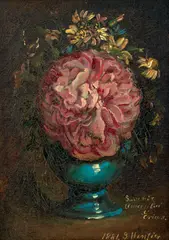 Bujor roz by Sava Henția, 1881, ulei pe pânză lipită pe carton, sold Dec 2025