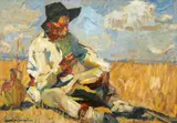 Rudolf Schweitzer–Cumpăna, Odihnă la câmp, anii '40, ulei pe carton