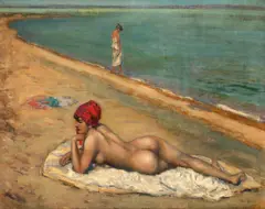 János Czencz, La plajă, 1919, ulei pe pânză