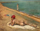 János Czencz, La plajă, 1919, ulei pe pânză