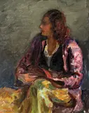 Samuel Mützner, Rodica în lila, anii '40, ulei pe pânză lipită pe carton