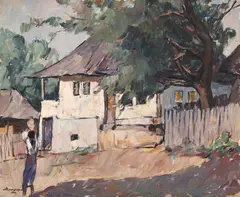 Țărăncuță pe uliță by Ion Theodorescu-Sion, 1922, ulei pe carton, offered Dec 2025