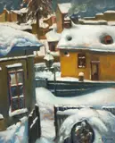 Leon Biju, Iarnă în București, 1910-1915, ulei pe carton