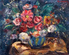 Nicolae Dărăscu, Trandafiri și tufănele, 1925-1930, ulei pe carton