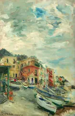 Dimitrie Berea, Bărci la Capri, 1951, ulei pe pânză
