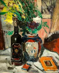 Francisc Gall, Interior cu vas chinezesc, 1945, ulei pe carton