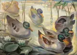 Carol Hübner, Rățuște, 1948, ulei pe carton