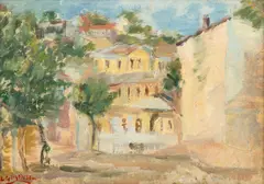 Stradă din Balcic by Lucian Grigorescu, anii '30, ulei pe carton, sold Dec 2025
