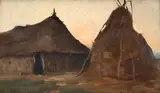 Adam Bălţatu, Peisaj la sat, 1916, ulei pe placaj