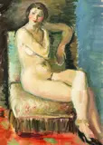 Iosif Iser, Nud pe fotoliu, 1935, guașă vernisată pe carton