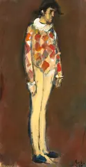 Corneliu Baba, Arlechin, 1968, ulei pe hârtie lipită pe carton