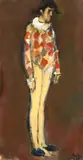 Corneliu Baba, Arlechin, 1968, ulei pe hârtie lipită pe carton