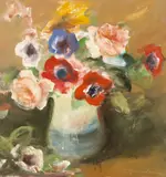 Corneliu Brudașcu, Anemone, anii '80, ulei pe pânză