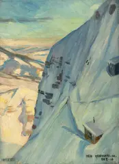 Ernst Honigberger, Zăpadă în Alpi, 1916, ulei pe pânză
