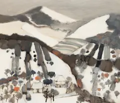 Viorel Mărginean, Iarnă la Cenade, 1983, ulei pe pânză