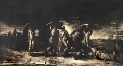 Adrian Ghenie, Fallen Angels, 2001, ulei pe carton