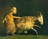 Georges Mazilu, La vieille chèvre, acrilic pe pânză