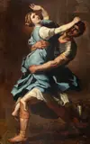 Alexandru Bănulescu, Răpirea Sabinelor (după o lucrare de Nicolas Poussin), ulei pe pânză