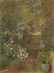 Nicolae Grant, Grădina de vară, 1905-1910, acuarelă și guașă pe hârtie lipită pe carton