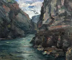 Marius Bunescu, Dunărea la Cazane, anii '30, ulei pe carton