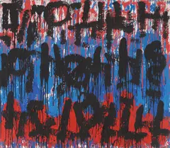 Interaction by Miro Vuco, 1985., oil and plaster on canvas, offered Dec 2025