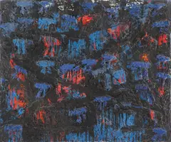 Miro Vuco, Endless Stringing, oil and plaster on canvas