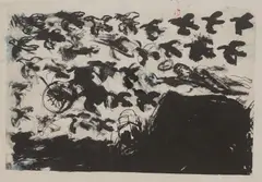Miro Vuco, Saint Francis with Birds, 1990-ih, oil, ink and ballpoint pen on paper