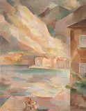 Sonja Kovačić-Tajčević, Motif from Boka Kotorska, 1927., oil on canvas mounted on cardboard
