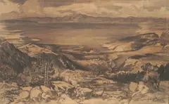 Menci Clement Crnčić, View from Plaza, 1912., charcoal and chalk on paper